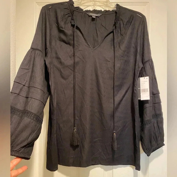 Liverpool women’s black BoHo Viscose long sleeve tassel oversized, comfortable S - Picture 1 of 11